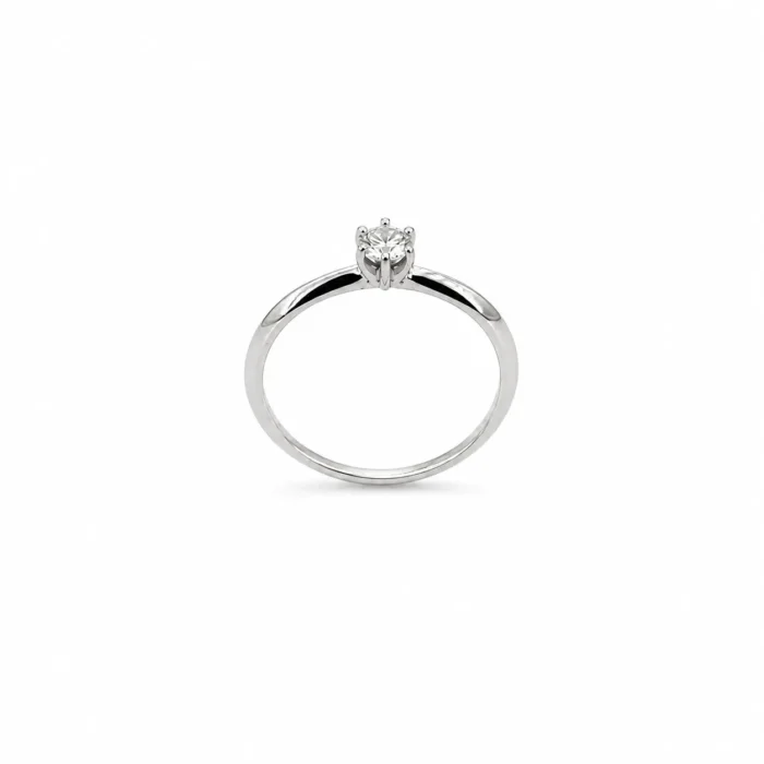 Inel de logodna solitaire din aur alb cu diamant natural – Amira - imagine 4