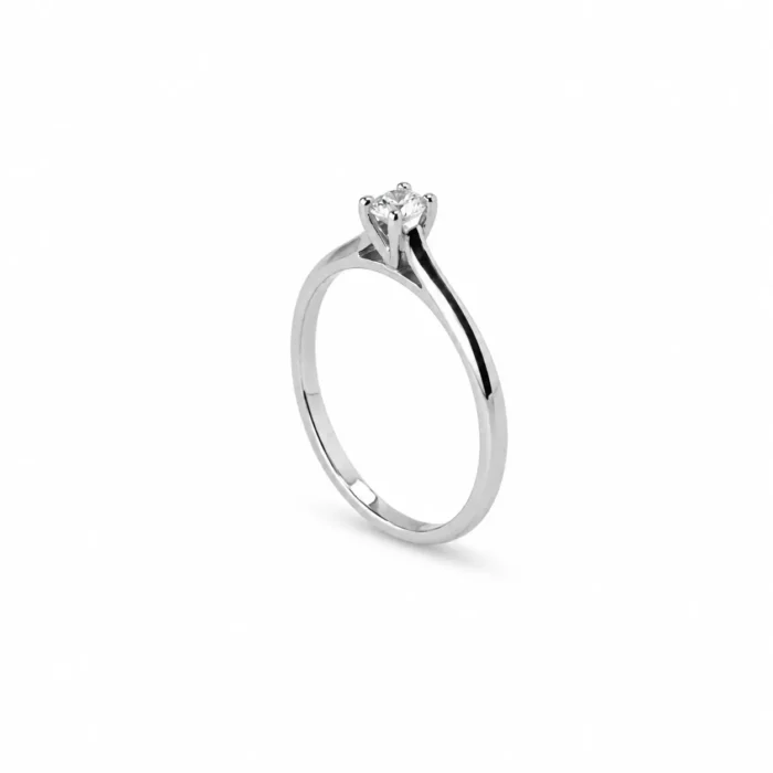 Inel de logodnă solitaire din aur alb cu diamant natural – Layla - imagine 2