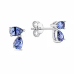 Cercei Stud cu Diamante Lab Grown si Safire para sau lacrima - imagine 4