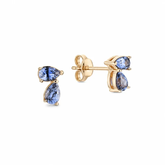 Cercei Stud cu Diamante Lab Grown si Safire para sau lacrima - imagine 5