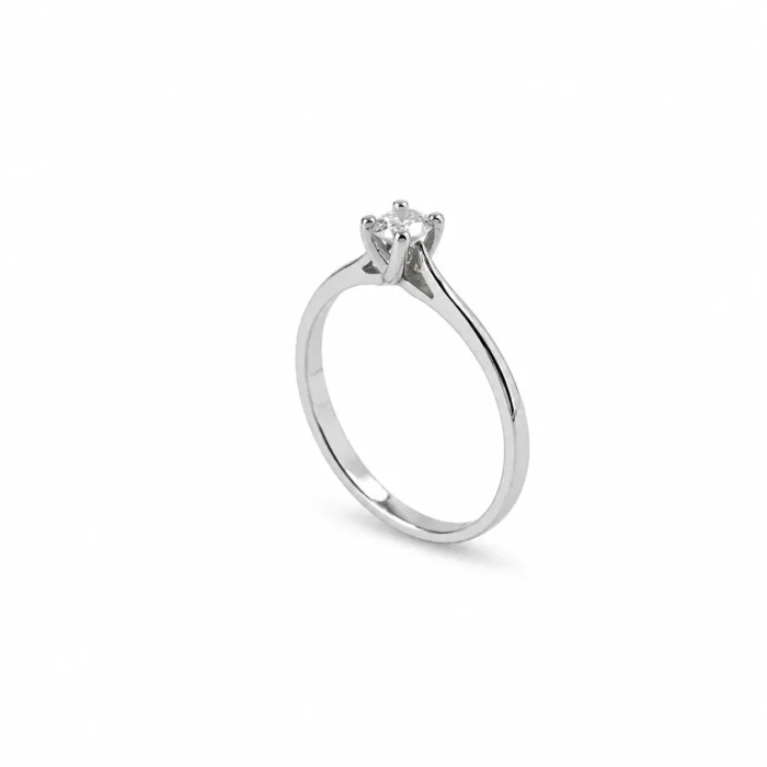 Inel de logodnă solitaire din aur alb cu diamant natural – Yasmin - imagine 5