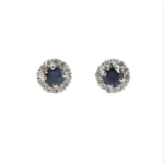Cercei din Aur Alb Anturaj cu Diamante si Safir Albastru Central cod CKA003 - imagine 3