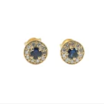 Cercei din Aur Galben Anturaj cu Diamante si Safir Albastru Natural Cod CKA004 - imagine 2