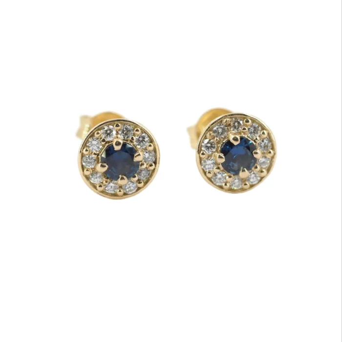 Cercei din Aur Galben Anturaj cu Diamante si Safir Albastru Natural Cod CKA004 - imagine 3