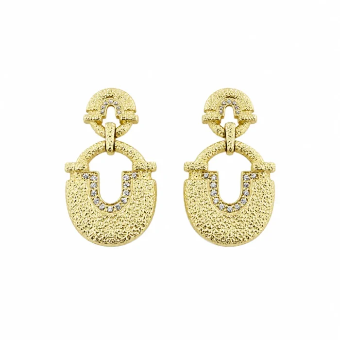 Cercei statement din aur galben 14K cu diamante naturale - imagine 2