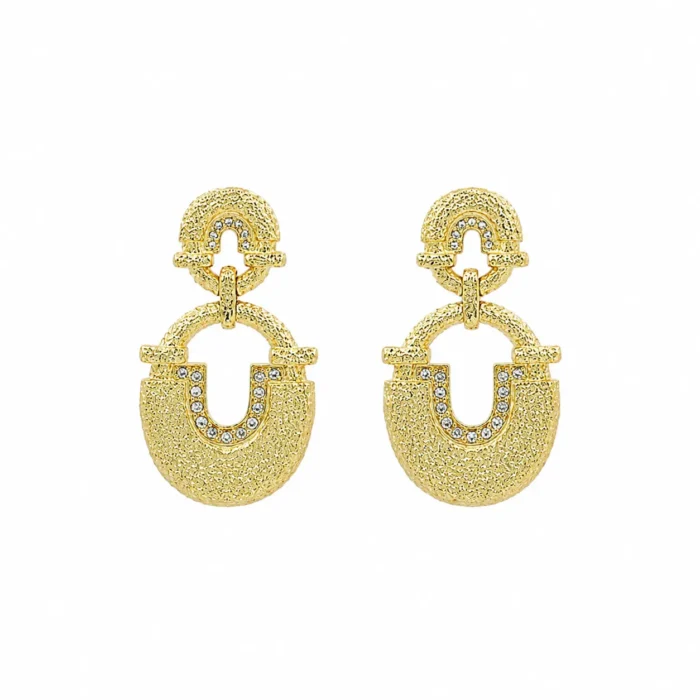 Cercei statement din aur galben 14K cu diamante naturale - imagine 4