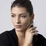 Cercei statement din aur galben 14K cu diamante naturale