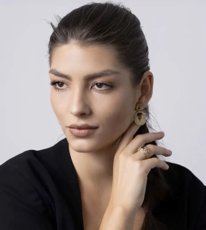 Cercei statement din aur galben 14K cu diamante naturale - imagine 6