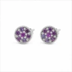 Cercei stud din aur alb cu safire roz naturale - imagine 2