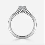 Inel de Logodna Solitar cu Pave și Diamant Taietura Emerald - IKA0010 - imagine 3