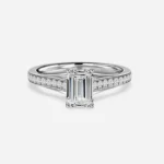 Inel de Logodna Solitar cu Pave și Diamant Taietura Emerald - IKA0010
