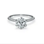 Inel de Logodna Solitar cu Diamant Briliant, diamante Pave  - IKA0012 - imagine 3