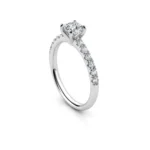 Inel de Logodnă Solitar cu Diamant Briliant si Pave pe circumferinta - IKA0015 - imagine 4