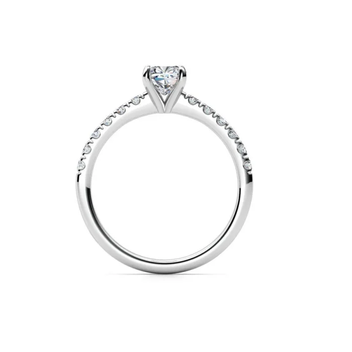 Inel de Logodnă Solitar cu Diamant Briliant si Pave pe circumferinta - IKA0015 - imagine 3