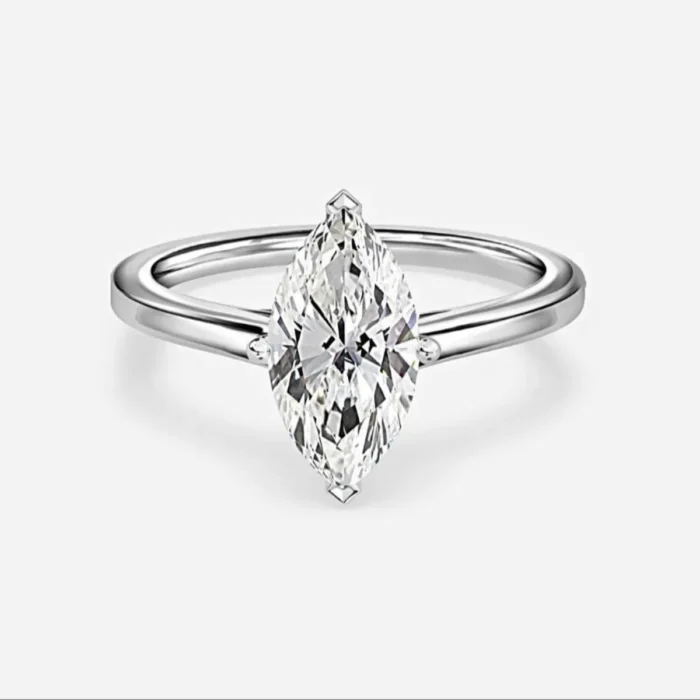 Inel de Logodna Solitar cu Diamant Taietura Marquise - IKA0011 - imagine 2