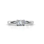 Inel de Logodna Trilogy cu Diamant Briliant si Grupuri de Diamante – IKA019 - imagine 5