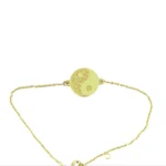 Bratara din aur galben 14K cu simbol Yin și Yang decorat cu Floarea Vietii