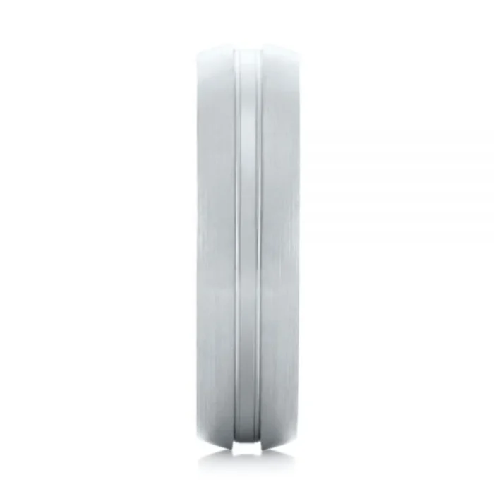 Verighete Elegante din Aur Alb Satinat cu Mijloc Lucios – VKA006 - imagine 2