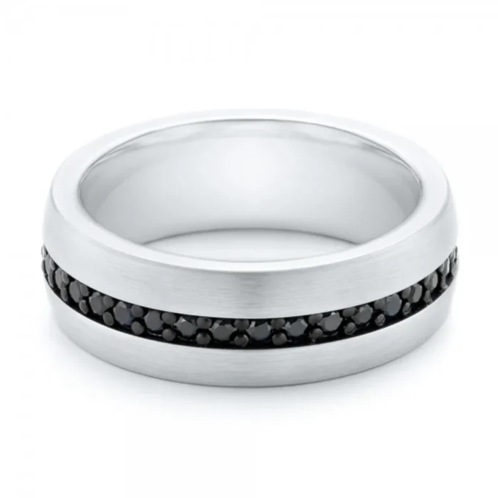 Verighete Exclusiviste din Aur cu Diamante Negre Pe Toata Circumferinta – VKA007 - imagine 3