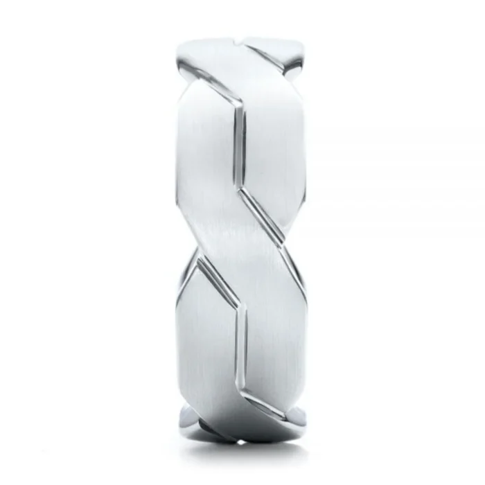 Verighete din Aur Alb cu Design Geometric Infinit – VKA008 - imagine 2