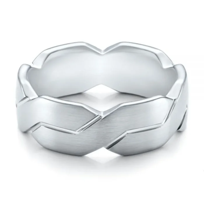 Verighete din Aur Alb cu Design Geometric Infinit – VKA008 - imagine 3
